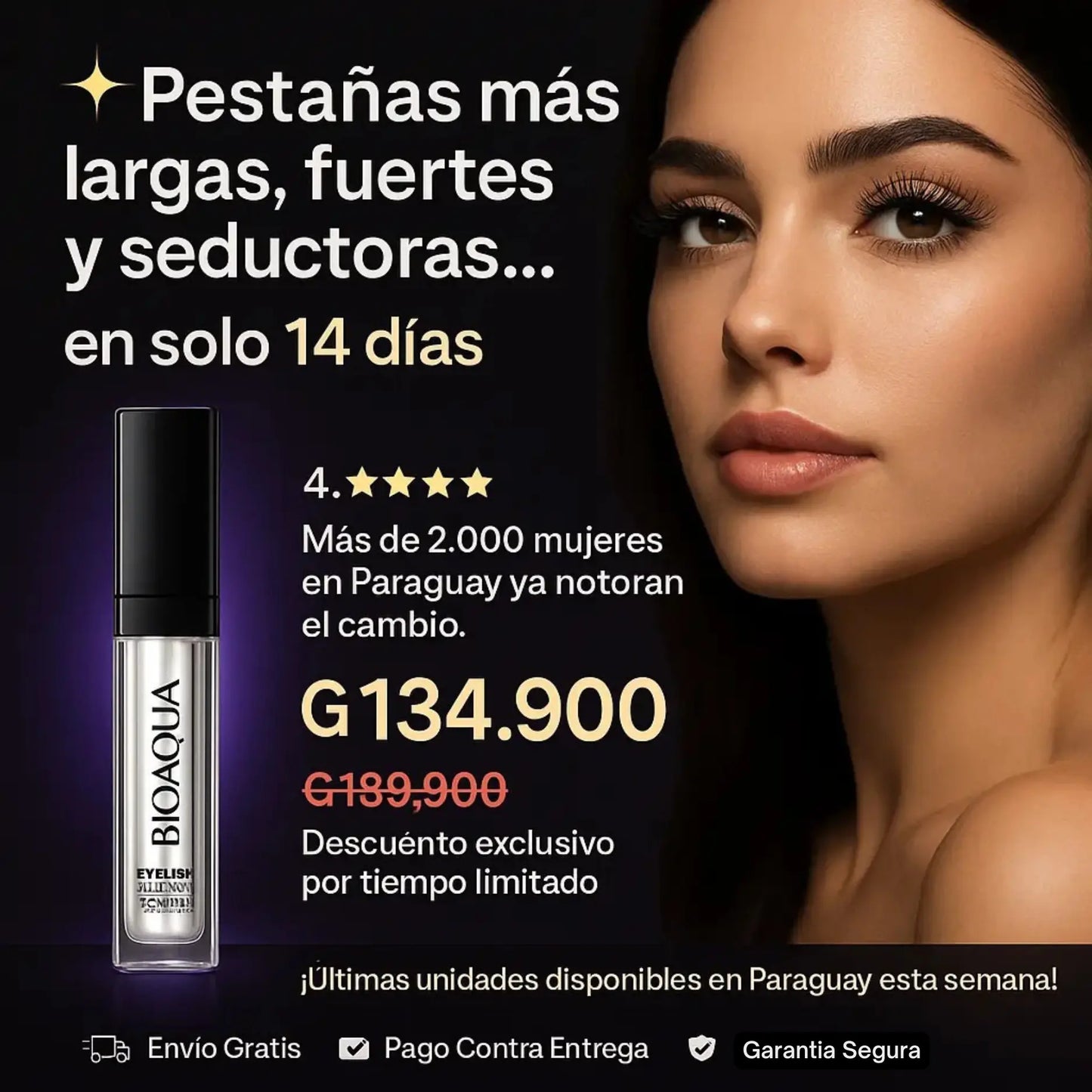 BIOAQUA PRO  – Sérum Alargador de Pestañas